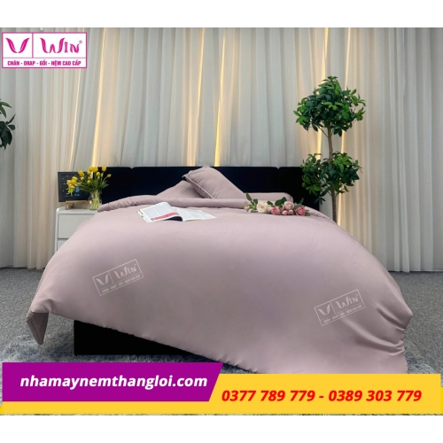 Bộ Chăn - Drap - Lụa Tencel 5 món ( màu trơn )