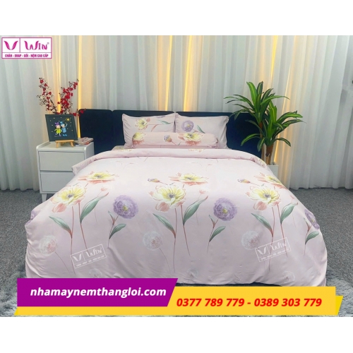 Bộ  Drap - Lụa Tencel 4 món ( hoa văn )
