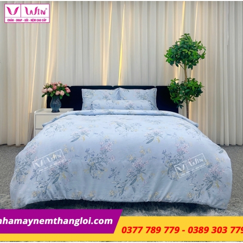 Bộ Chăn - Drap - Lụa Tencel 5 món ( hoa văn )