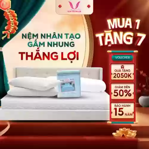 Nệm Foam nhân tạo gấm nhung Thắng Lợi