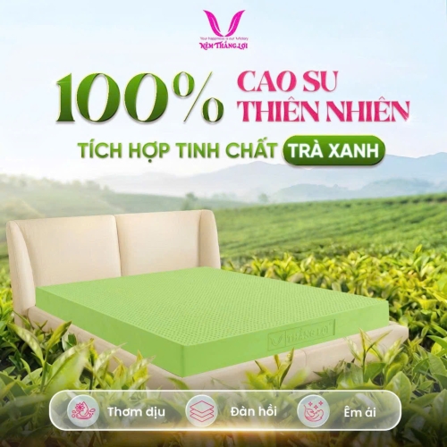 Nệm Cao su thiên nhiên Tea Plus Matcha Cool Thắng Lợi